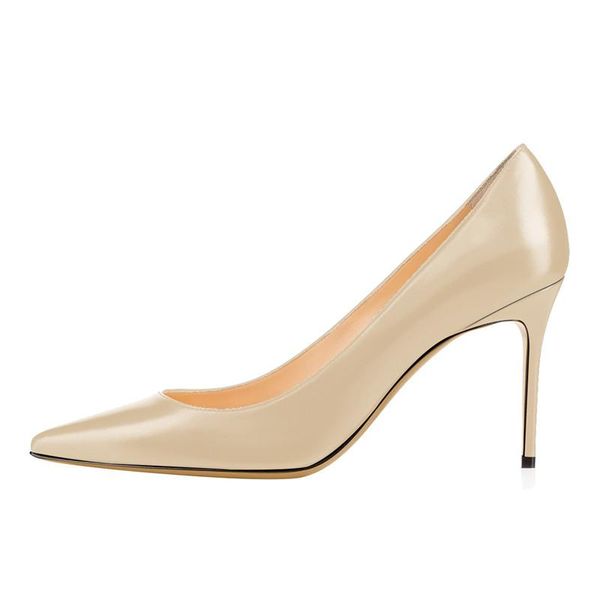 

new 2021 classic black apricot party wedding shoes women thin high heels pumps office lady 8.5 cm heel stilettos