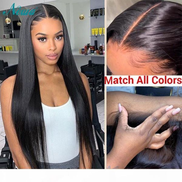 

5x5 hd lace front wigs brazilian straight hd transparent lace front human hair wig pre plucked remy hair frontal wig newa, Black;brown