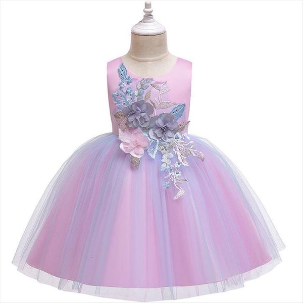 

girl flower princess party graduation dresses performance for 3 8 years girls elegant customes children ball gown clothing, Red;yellow