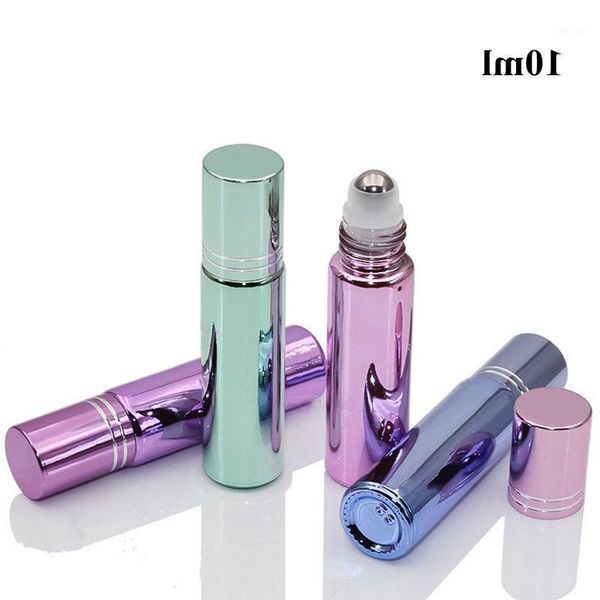 

storage bottles & jars 20pcs/lot 10ml glass roll on bottle with metal stainless steel ball perfume vials essential oil refillable