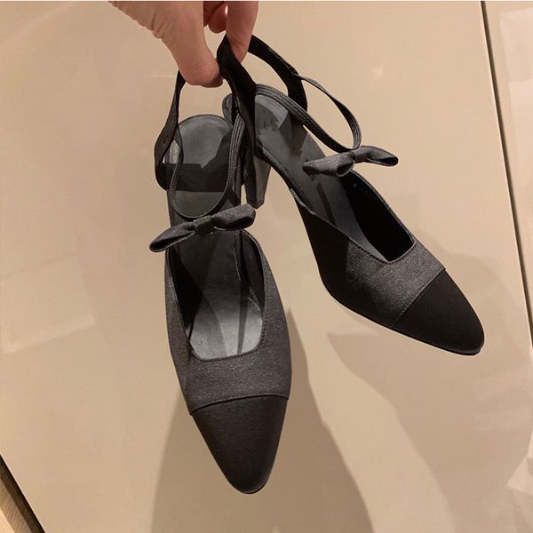 

black bow high heels women's early spring new haocun same banquet celebrity style single shoes outlet friday