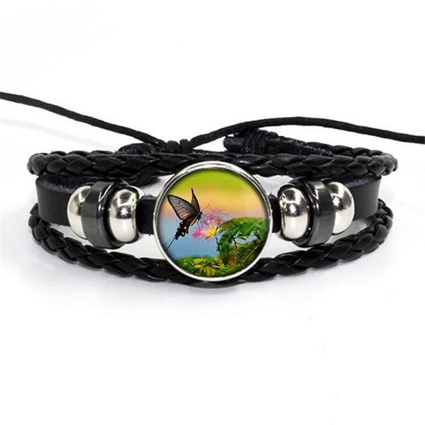

link, chain 2 pieces vintage leather rope woven combination black braceletb5
