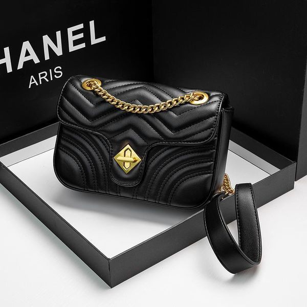 

evening bags spot 2021 autumn korean genuine leather women's bag solid color small square baoling lattice