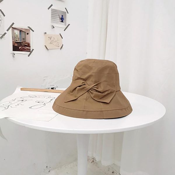 

wide brim hats fisherman hat female art all-match small fresh sunshade bow sweet and cute big men women of the same style, Blue;gray