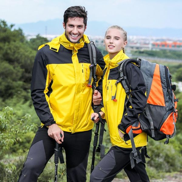 

women's jackets wwkk 2021 women spring autumn three-in outdoor hiking waterproof windbreaker climbing camping trekking rain coat, Black;brown