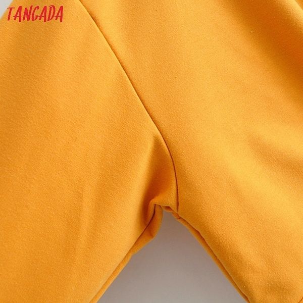 

tangada women orange bow hoodie sweatshirts crop autumn ladies casual pullovers ja44 201203, Black