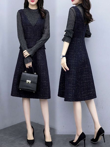 

2021 spring and autumn new waistcoat temperament wear two pieces of goddess model dress, Black;gray