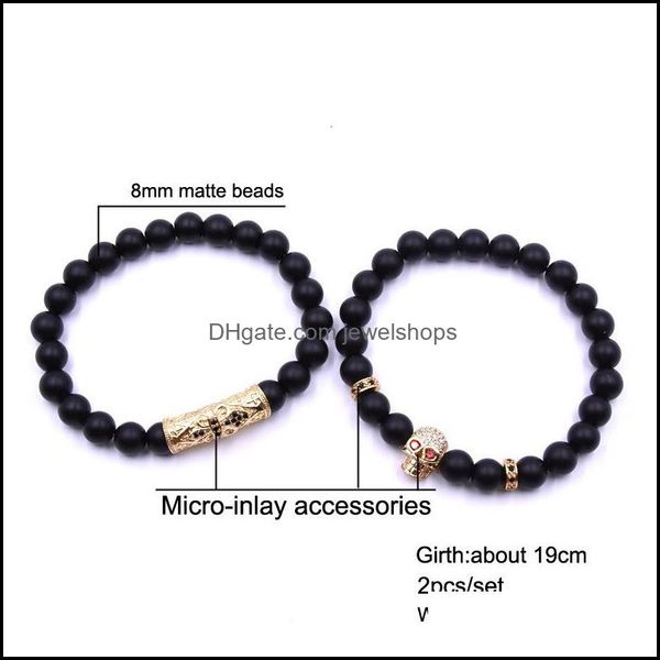 

beaded strands bracelets jewelry natural black matte stone beads bracelet set skl for women pseras jewellery men armband accessories bracci