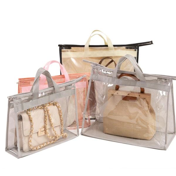

storage bags protable clear women purse handbag dust cover craft bag with zipper for water proof protector travel js22
