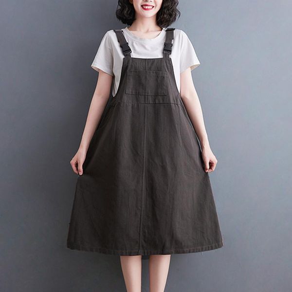 

casual dresses strap dress 2021 arrival sleeveless loose summer japan style cotton street fashion girl's women travel, Black;gray