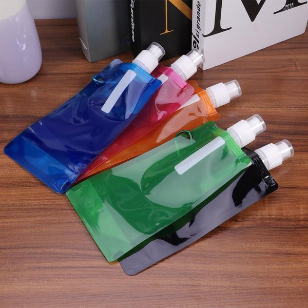 

10pcs folding water bag outdoor water bottle travel riding sports bag portable folding random color