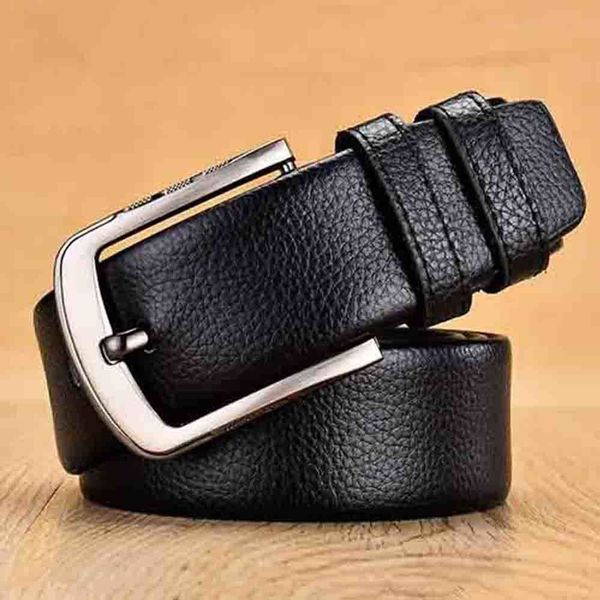 

2021 new 120 140 160cm men's high-quality leather of plutonium standard litchi waist male belt binder pin buckle designer black belts c, Black;brown
