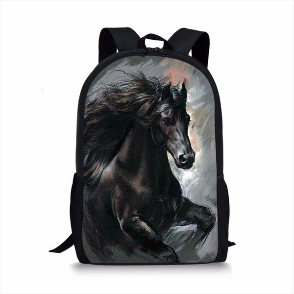 

haoyun friesian horse print pattern school bag backpack for teenager boys student custom bookbag girls satchel women daypack mochila