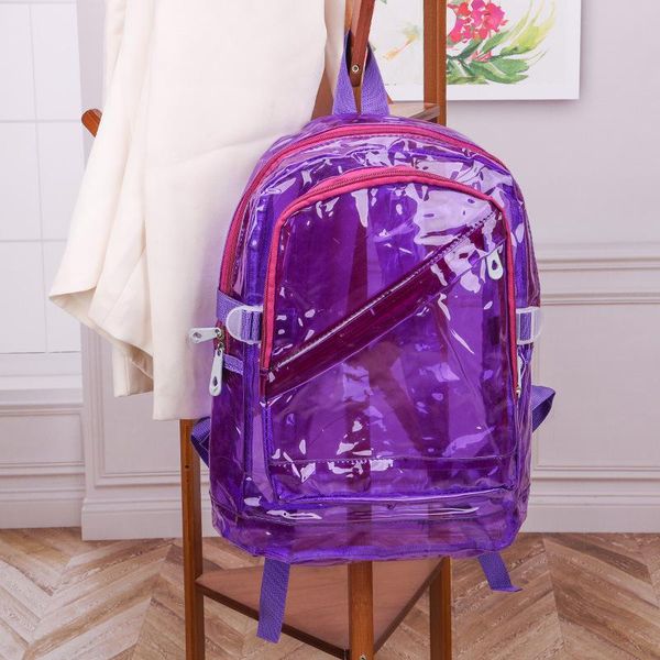 

summer fashion pvc waterproof transparent backpacks 2021 school bag see through large capacity clear shoulder bag