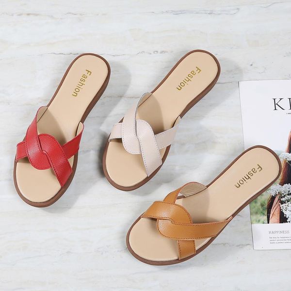 

fashionable women slippers retro women flat shoes solid color fashion shoes home comfortable slides, Black