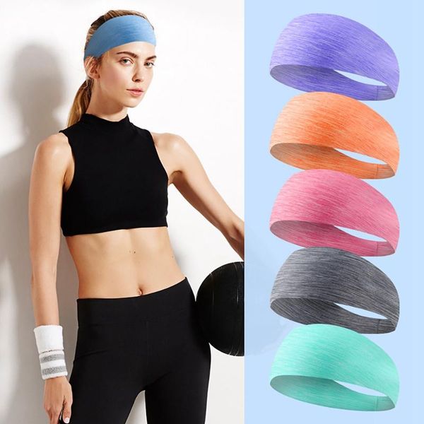 

men women sweatband elastic sport headband outdoor sport gym fitness yoga tennis basketball wide hair bands athletic, Yellow;black