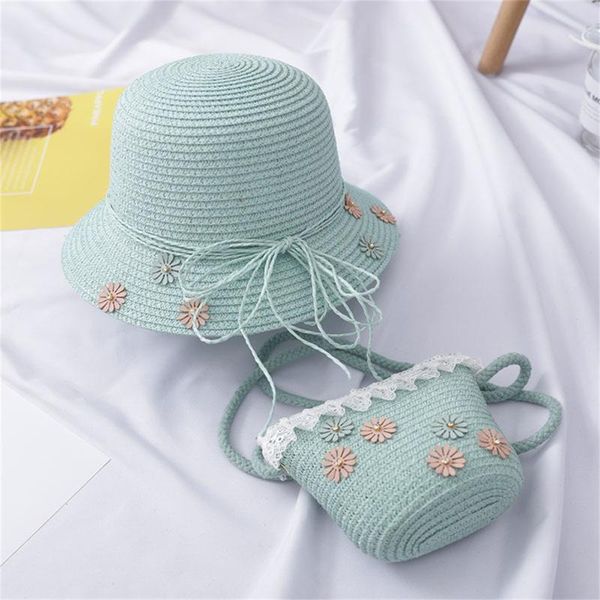 

caps & hats children girl summer straw hat sunscreen sunshade casual beach sun cap bag fashion 2021 chapeau de paille, Yellow