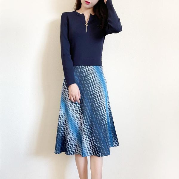 

casual dresses spring/autumn naby blue knitted jointed midi dress size 0-5 uk collections, Black;gray