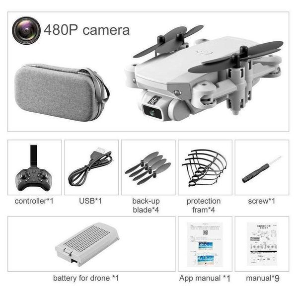 

ls-mini drone 4k 1080p hd camera wifi fpv air pressure altitude hold black and gray foldable quadcopter rc drone toy