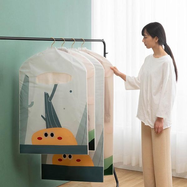 

clothing & wardrobe storage household peva dustproof suit cover with animal patters transparent hanging clothes bag small