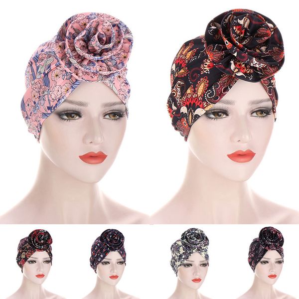 Cappello a turbante musulmano alla moda Cappello a cuffia Cappello da notte Cappello da notte Foulard Copricapo Pieghe Bandana elasticizzata Avvolgere la testa Sciarpa lunga