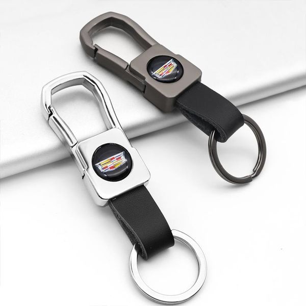 

keychains car logo keychain metal leather styling fashion key ring suitable for cadillac- ct4 ct5 ct6 escalade cts xt4 xt5 xt6 ats sls elr, Silver