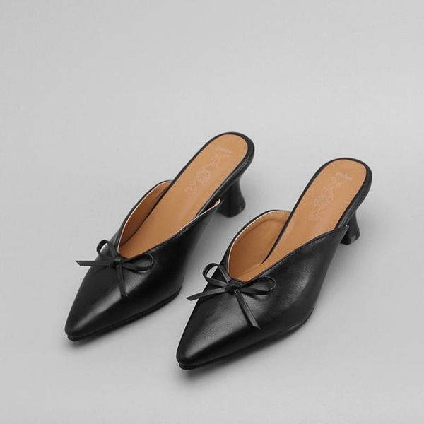 

dress shoes pumps women sandals summer 2021 high heel fashion big size 32-46 pointed toe slipper office party quality lady shoe 19-20, Black