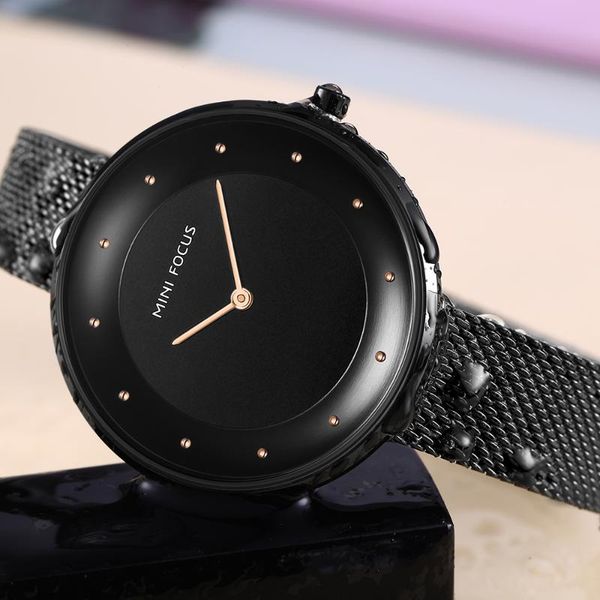 

wristwatches fashion black quartz watch women mesh stainless steel watchband minimalist casual wristwatch for montre femme 2021 waches, Slivery;brown