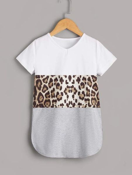 

toddler girls color block leopard tee dress she, Red;yellow