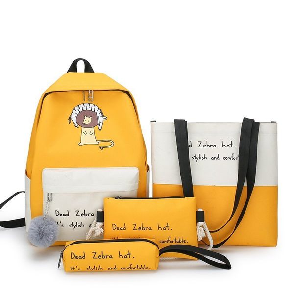 

4set plaid pattern backpack canvas women shoulder bag new teenager girl school backpack female mochilas bagpack women c0226