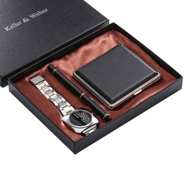 Relógios de pulso masculino de luxo de luxo assistir presentes de presentes clássicos de cigarro masculino de alta qualidade GD Pen Presentes com Greeting Card Box RelOj HOMBR