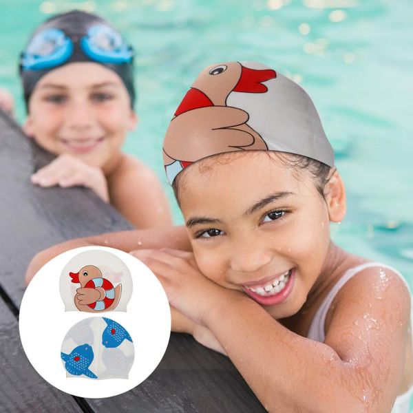 

swimming caps 2pcs waterproof cap children swim hat bathing accessory