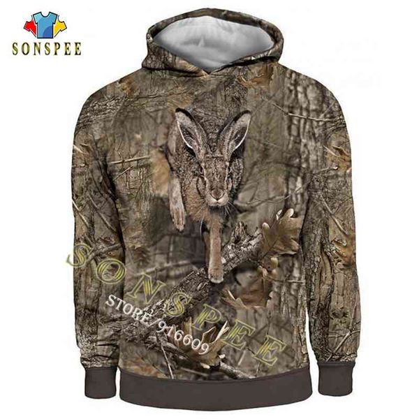 

sonspee 3d camo hunting animals hare hoodi women fashion streetwear hooded sweatshirt long sve casual pullover men hoodie x, Black