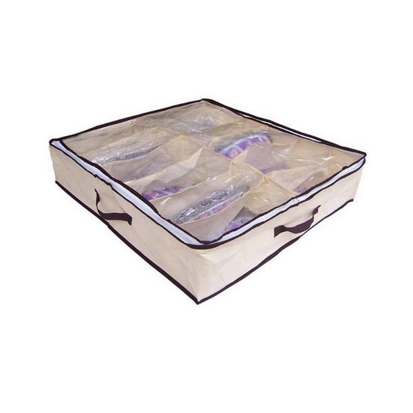 

hanging baskets 12 pairs yellow under-bag shoe organizer storage bag with transparent skylight and zippered closure