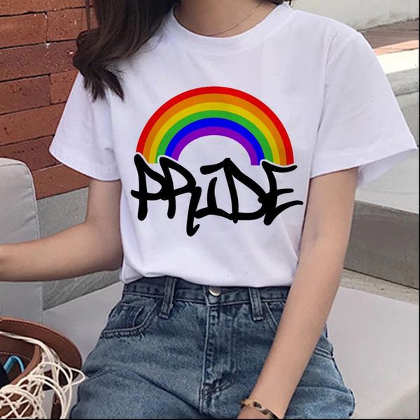 

pride lgbt gay love lesbian rainbow design print t shirts for women summer casual love is love girls tee shirt, White