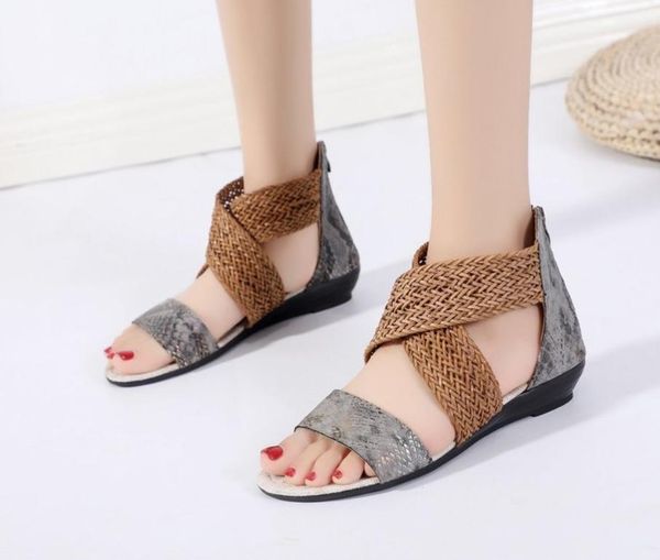 

breathable women sandals leopard print summer shoes women flat sandals womens bohemian shoes sandalias, Black