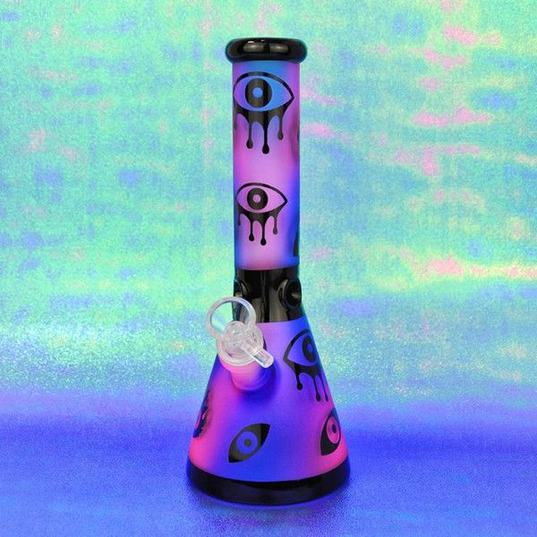 10-дюймовые розово-фиолетовые кальяны Trippy Glass Water Bongs Striaght Pipes Baker Bong с барботером для льда 18,8 мм Downstem 14,4 Чаша фиолетового цвета