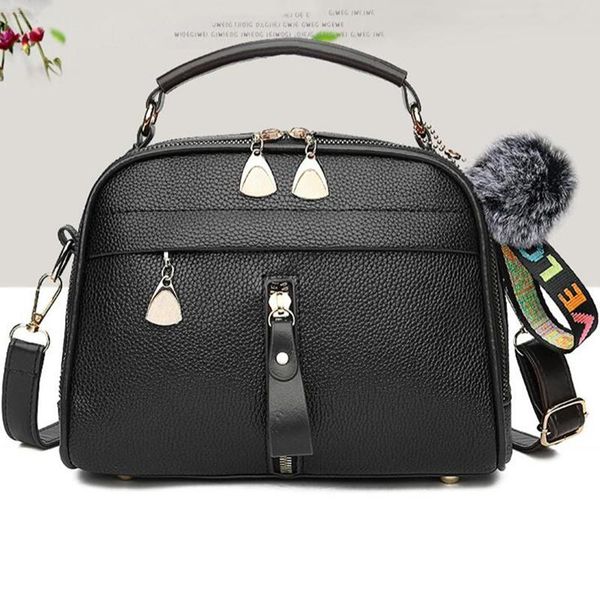

evening bags hairball tassel messenger shoulder bag for women pu leather handbag lady boston crossbody totes