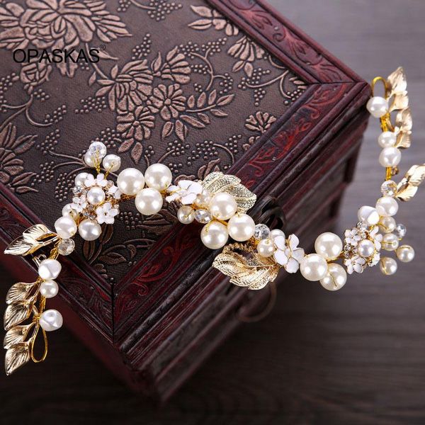 

hair clips & barrettes women pearl crystal tiara garland crown flower headband jewelry accessories for wedding po party gift et, Golden;silver