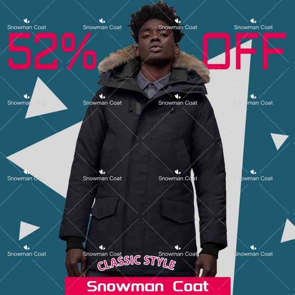 

high-end winter down et men puffer ets real wolf fur hooded thick warm parka outdoor coats upscale fashion, Black