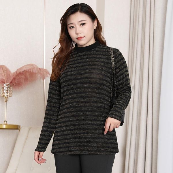 

women's blouses & shirts women harajuku t shirt striped long sleeve t-shirt female winter pullover warm inner clothes plus size 2021 xq, White