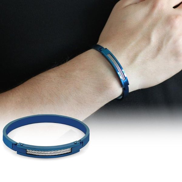

bangle tesbihane navy blue color steel male clamp, Black