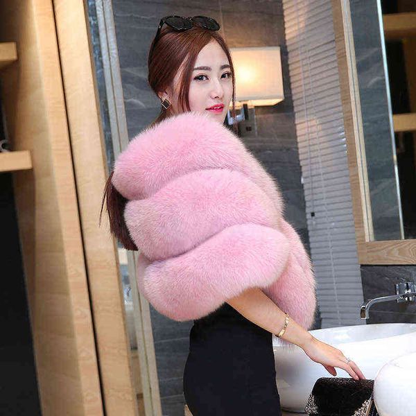 

fur shawl women's short imitation faur fur shawl haining wedding cloak scarf versatile fur shawl 211213, Black