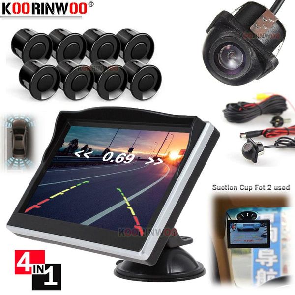 

car rear view cameras& parking sensors koorinwoo 4in1 hd parktronic kit video front + back camera security system black white for monitor