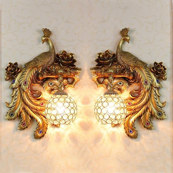 

wall lamps modern resin lamp for bedroom loft home decor lighting corridor aisle living room background light peacock sconce