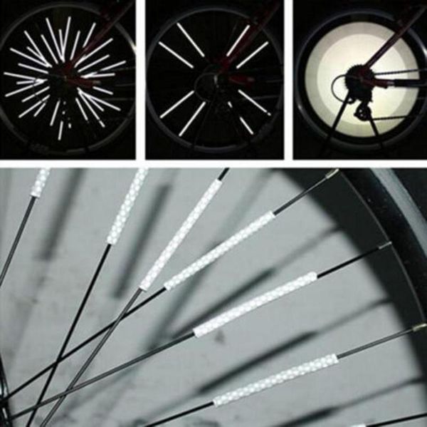 

12pcs bicycle mountain bike riding wheel rim spoke mount clip tube warning light bike strip reflector reflective