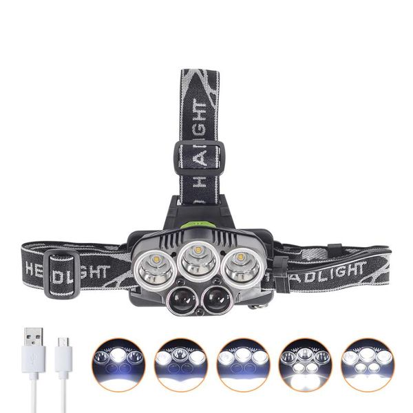

usb rechargeable led headlight 25000lm headlamp 6 modes cree led outdoor 18650 battery camping lantern head lamp