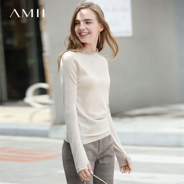 

minimalism spring woolen knit sweater women oneck slim pullover 11737856 210527, White