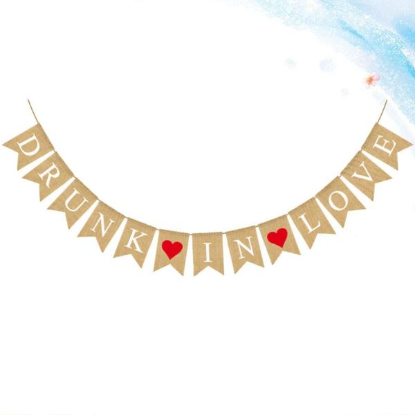 

party decoration wedding burlap banner drunk in printing bunting linen flag layout love heart decorative props swallowtail garl