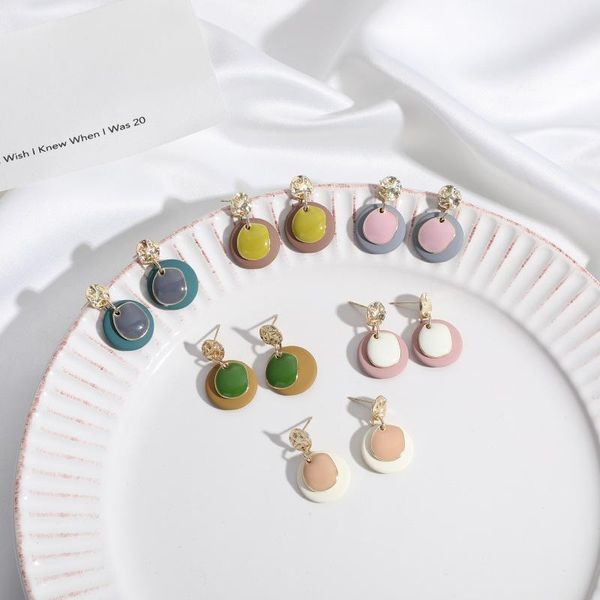 

dangle & chandelier 2021 korean partysu morandi contrast color earrings summer ear stud geometric vintage eardrop for women party wedding je, Silver